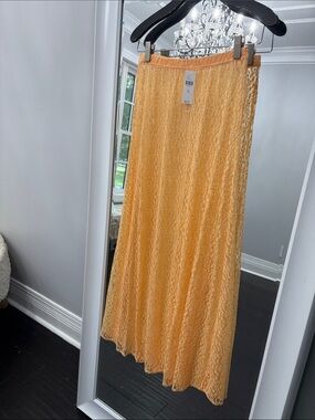 Anthropologie Peach Lace Maxi Skirt